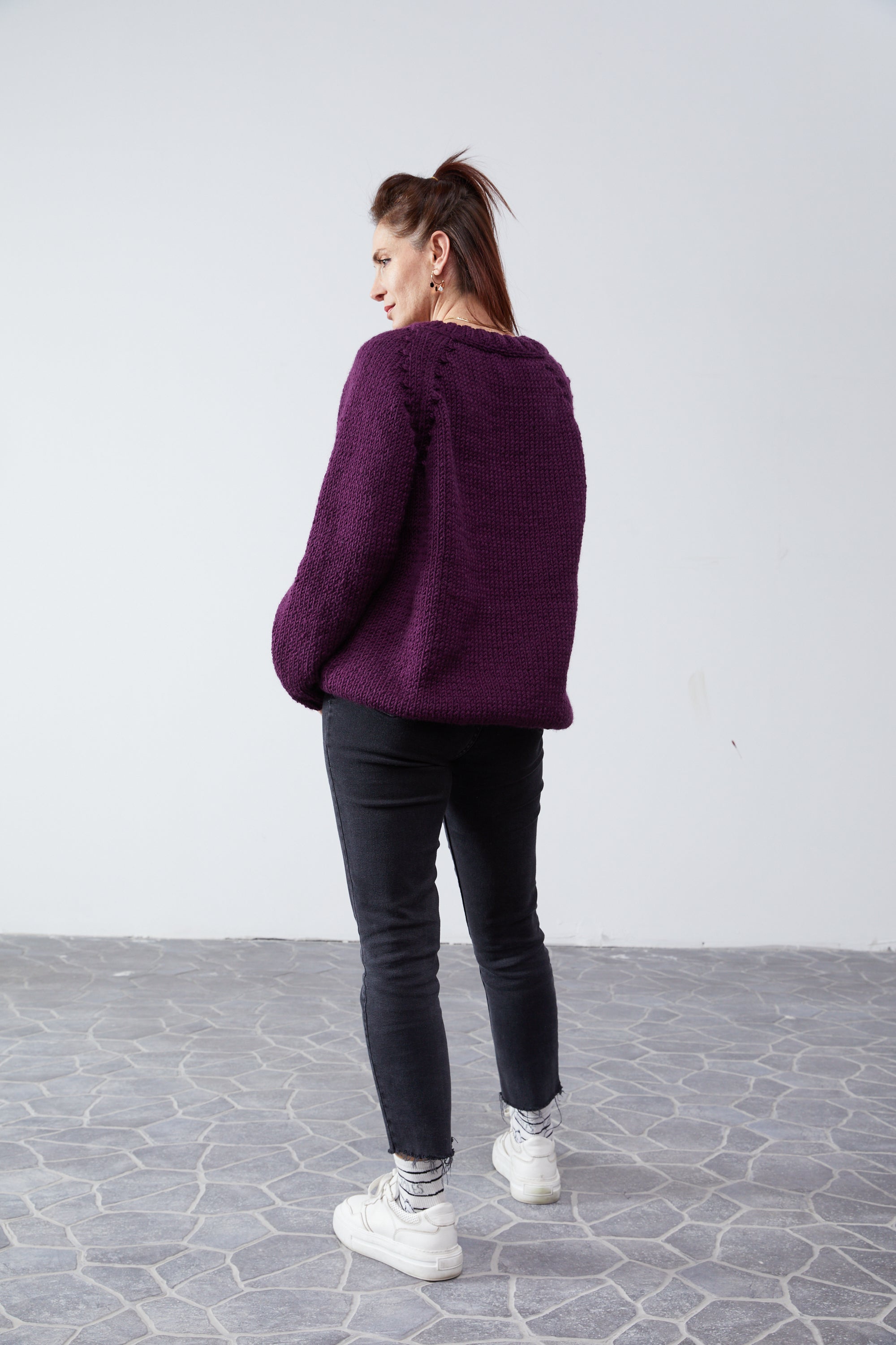 Purple Monogram Weasley jumper back view