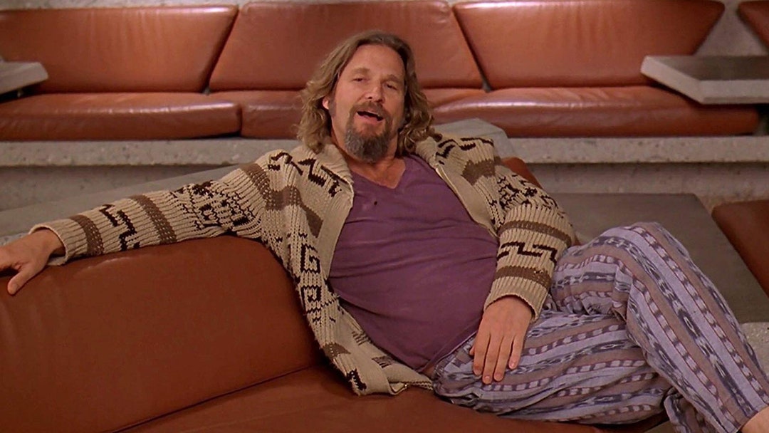 Model wearing the Dude-style cardigan