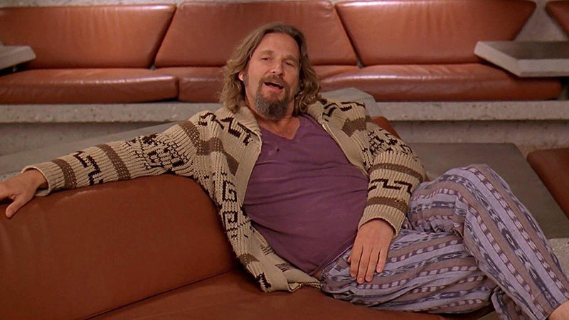 Model wearing the Dude-style cardigan
