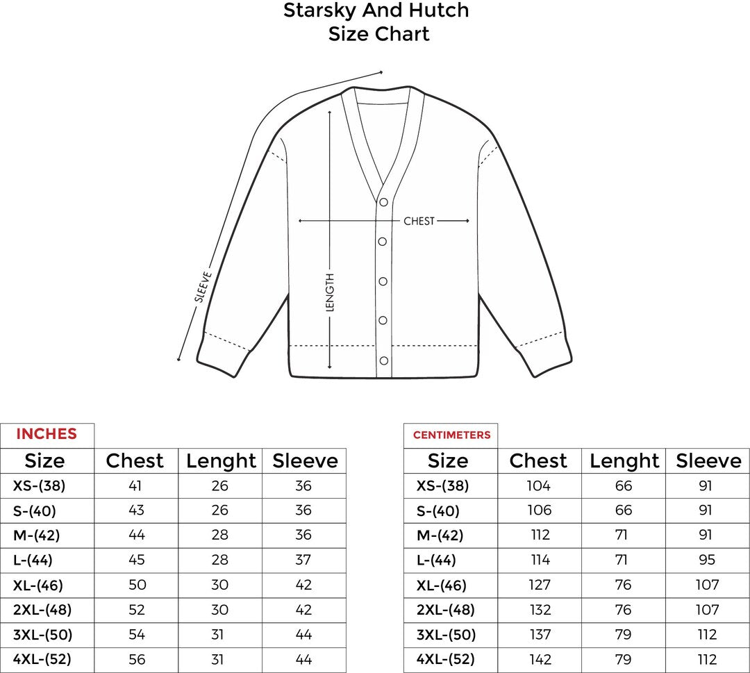 Size chart in inches and centimeters, XS-38 through 4XL-52