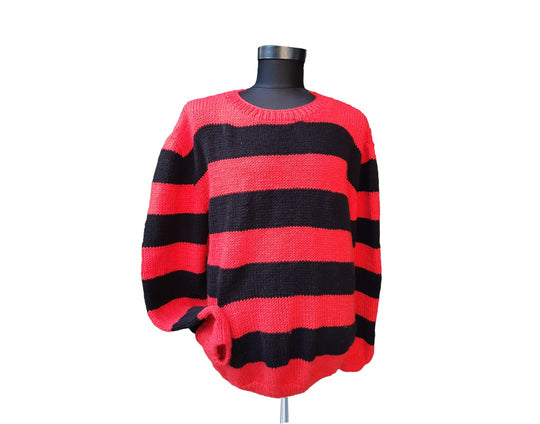 Kurt Cobain Nirvana red and black striped oversized sweater