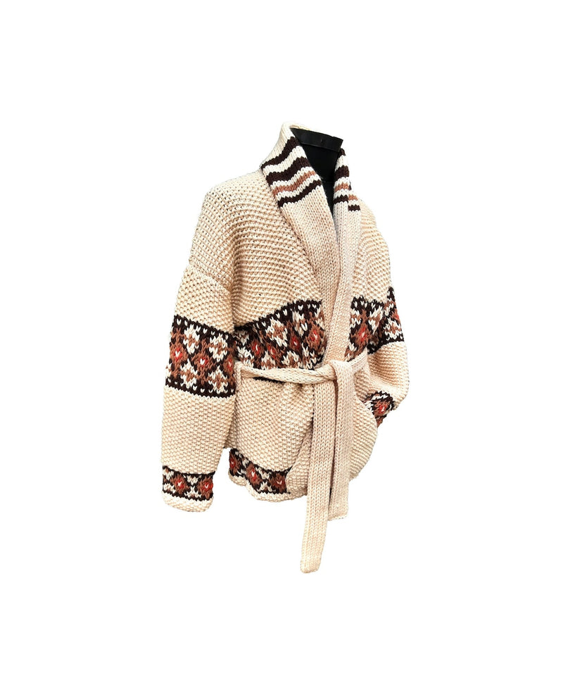 Marilyn Belted Cardigan in Light Brown — main front view